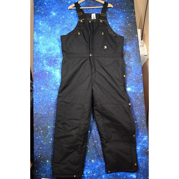 Carhartt Other - Carhartt Bib Overalls Pants Mens 40x30 Black Arctic Quilt Lined Zip USA Work
